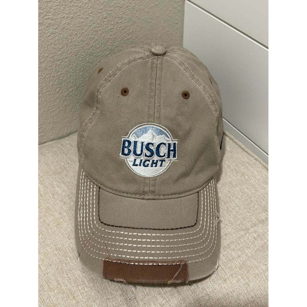 Busch Light Beer Hat Artisans Khaki Tan Distressed Duck Mallard Dad Cap i1024